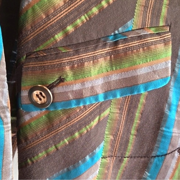 Marcona Elegant Turquoise and Green Striped Blazer, size 16 - Picture 6 of 6